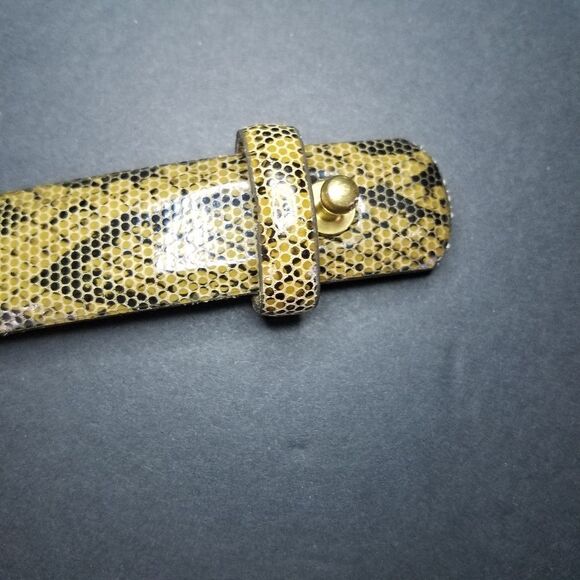 Vintage Worth Tan Leather Snakeskin Pattern Gold Tone Metal Crown Buckle Belt S main image 6